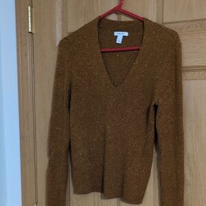 Nine West Metallic V-Neck Sweater.